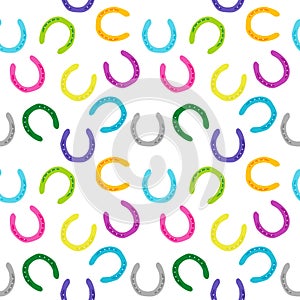 Colorful horseshoes seamless background