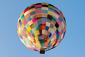 Colorful hot air balloon with a blue sky