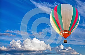 Colorful hot air balloon on blue sky