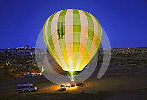 Colorful hot air balloon before launch at Cappadocia