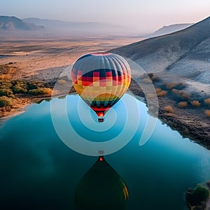colorful hot air balloon ride over a breathtaking landsca generative AI