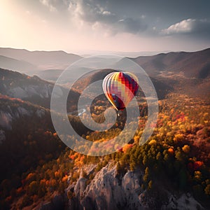 colorful hot air balloon ride over a breathtaking landsca one generative AI