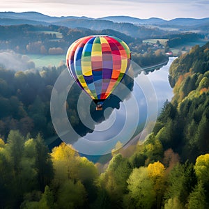 colorful hot air balloon ride over a breathtaking landsca two generative AI