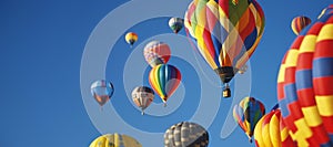 colorful hot air balloons. Colorful hot air balloons flying. A colorful hot air balloon festival, with balloons ascending into a