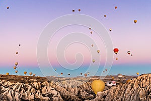 Colorful hot air balloons over Goreme, Cappadocia, Turkey