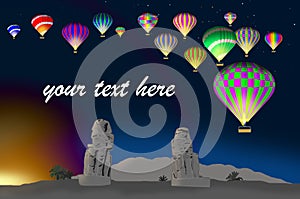 Colorful hot air balloons over scenic Pharaohs, your text photo