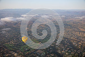 Colorful hot air balloons on the sky over San Diego.