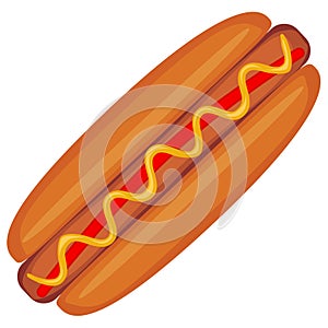 Colorful hotdog fast food icon poster.