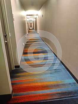 Colorful hotel hallway