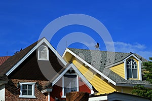 Colorful house and blue sky