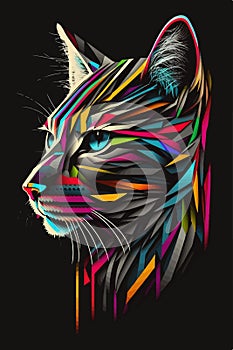 Colorful house cat head style pop art suitable for poster banners and others
