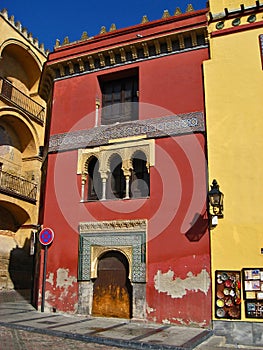 A Colorful house front in Seville in Spain.