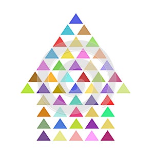 Colorful house ligo icon with puzzle triangle on white, stock vector illustration