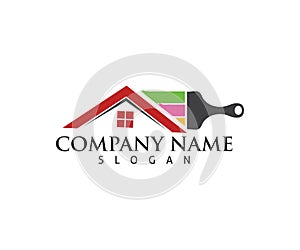 Colorful house painting service vector icon logo design