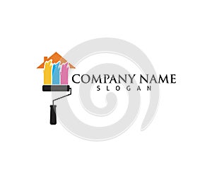 Colorful house painting service vector icon logo design