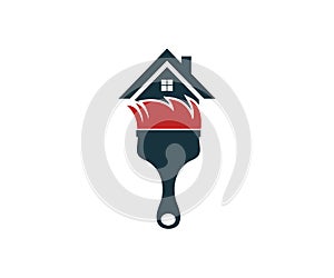 Colorful house painting service vector icon logo design