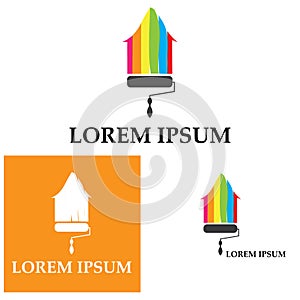 Colorful house painting service vector icon logo design template