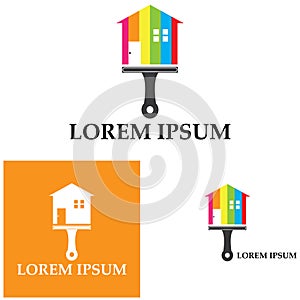 Colorful house painting service vector icon logo design template