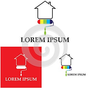 Colorful house painting service vector icon logo design template