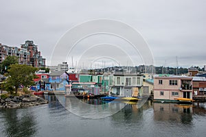 Colorful houseboats, Victoria, Canada