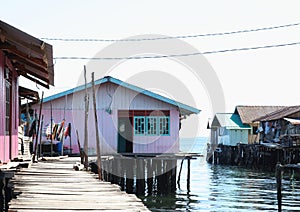 Colorful houses above sea