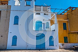 Colorful houses in Alghero seafront