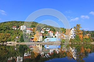 Colorful houses along the Kocher River