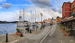 Colorful houses along Mediterranean Sea in Villefranche sur Mer, South of France