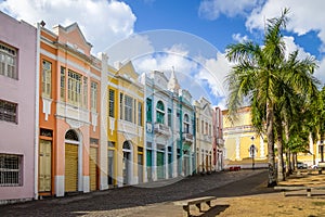 Colorful houses of Antenor Navarro Square at historic Center of Joao Pessoa - Joao Pessoa, Paraiba, Brazil photo