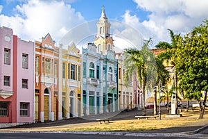 Colorful houses of Antenor Navarro Square at historic Center of Joao Pessoa - Joao Pessoa, Paraiba, Brazil