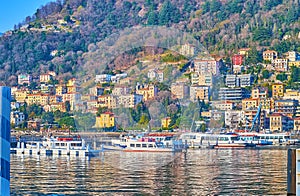 Colorful houses around Lake Como, Como, Lombardy, Italy photo