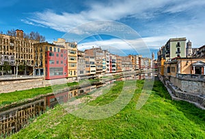 Colorful houses, the Onyar river, Girona, Catalonia, Spain photo