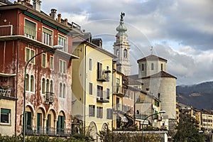 Colorful houses of beautiful Belluno town in Veneto province,.