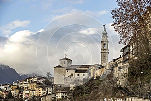 Colorful houses of beautiful Belluno town in Veneto province,.