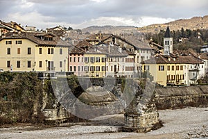 Colorful houses of beautiful Belluno town in Veneto province,.