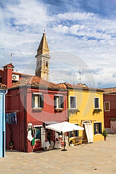 Colorful Houses and Bell Tower, Burano, Italy