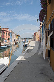 Colorful houses and boats of Burano island