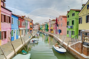 Colorful houses and boats of Burano island