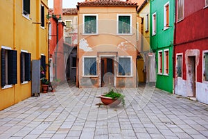 Colorful houses in Burano island near Venice