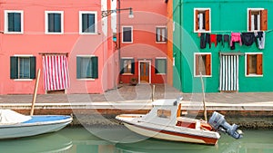 Colorful houses on The Burano island near Venice, Italy