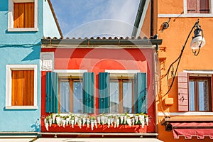 Colorful houses on The Burano island near Venice, Italy