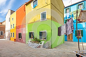 Colorful houses on The Burano island near Venice, Italy