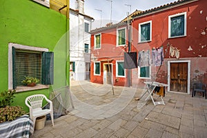 Colorful houses on The Burano island near Venice, Italy