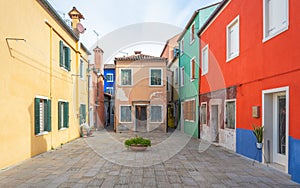 Colorful houses on The Burano island near Venice, Italy