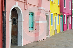 Colorful houses on The Burano island near Venice, Italy