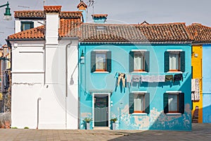 Colorful houses on The Burano island near Venice, Italy