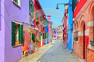 Colorful houses on Burano island, near Venice, Italy