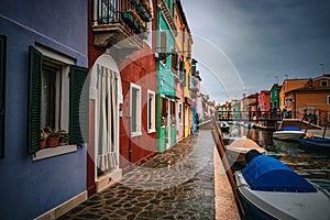 Colorful houses in Burano island, Venice, ITALY