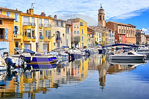Colorful houses on canal of the old town of Martigues, France