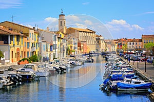 Colorful houses on canal of the old town of Martigues, France